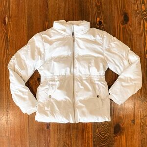 Girls White Puffer Jacket Youth Size 10-12. Nice quality!